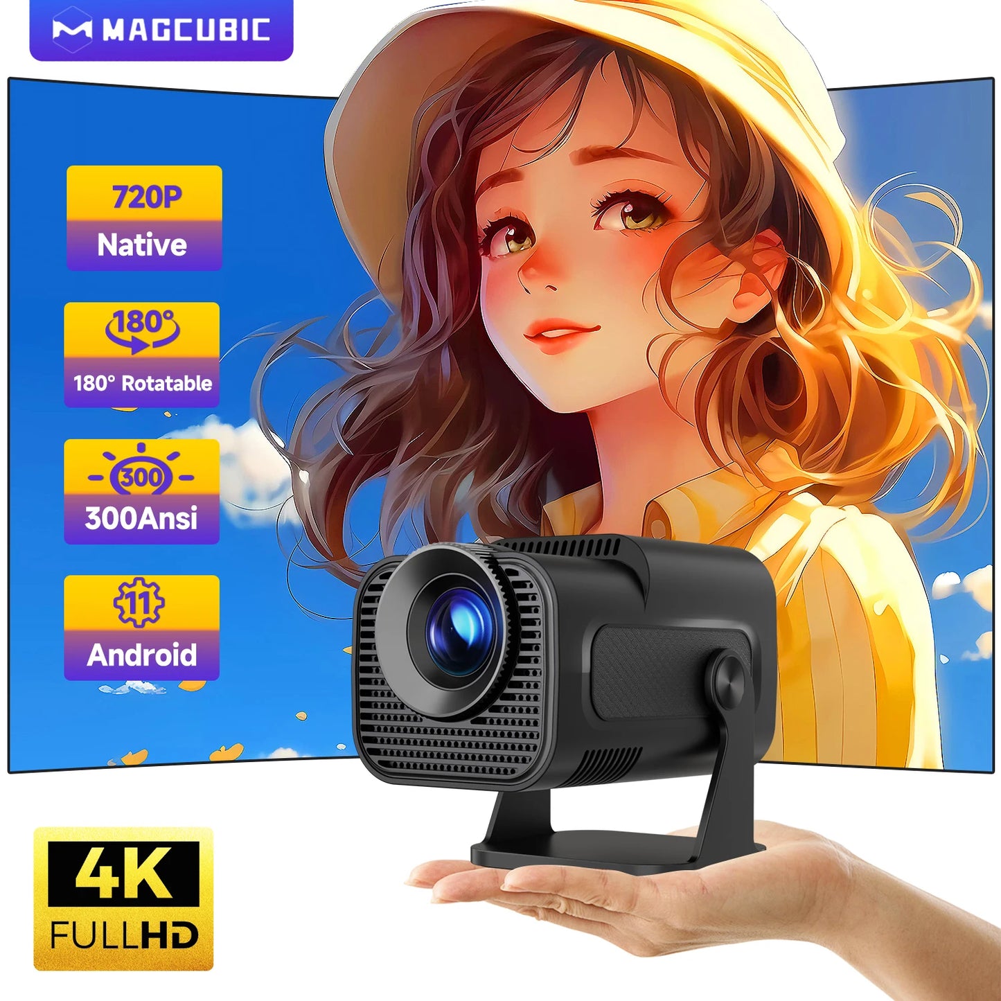 HY320 Mini Newly Native Android 11 4K Projector 