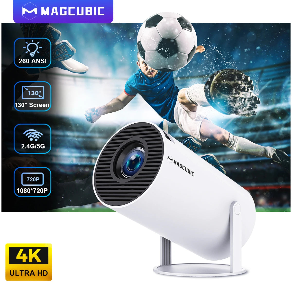 Projector Android 11 4K Cinema Outdoor Portable Projetor HY300 Pro