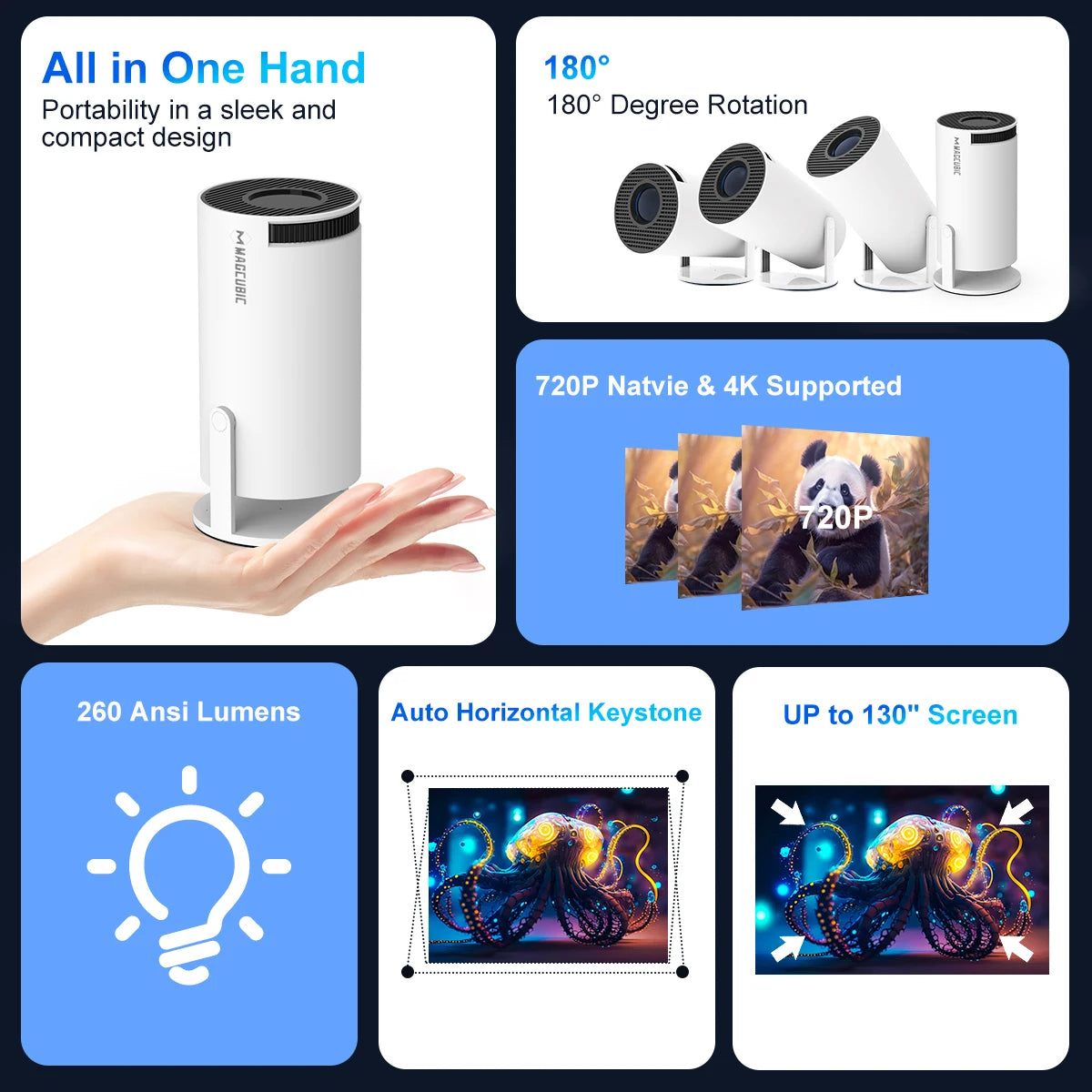 Projector Android 11 4K Cinema Outdoor Portable Projetor HY300 Pro