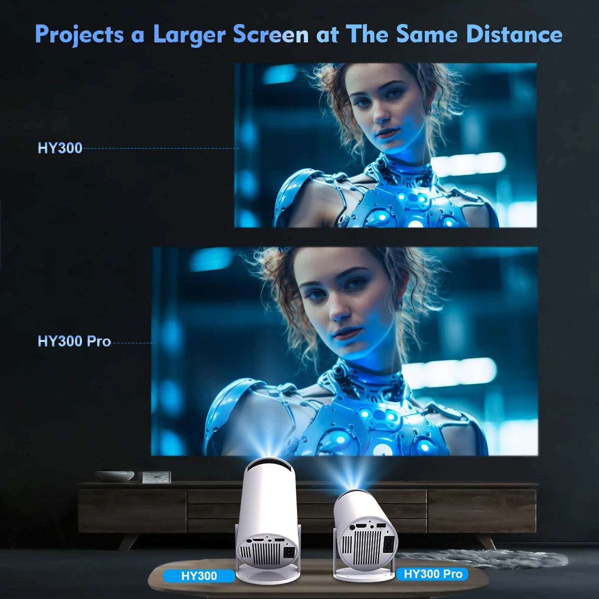 Projector Android 11 4K Cinema Outdoor Portable Projetor HY300 Pro